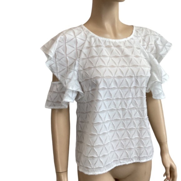 NWT J.O.A‎ JOA Los Angeles White ruffled top size small - Picture 3 of 7